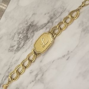 Gold tone John Wind initial bracelet